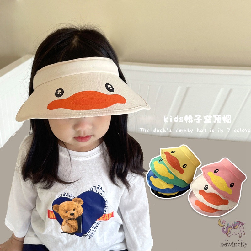 Mũ Lưỡi Trai Hở Chóp Chống Tia Cực Tím Họa Tiết Vịt Hoạt Hình Phong Cách Hàn Quốc Thời Trang Mùa Hè Cho Bé Trai