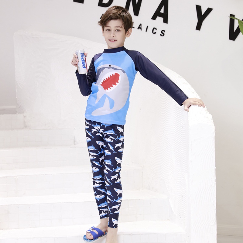 Đồ bơi trẻ em, cho bé trai và bé gái, tay dài quần dài chống nắng, họa tiết hoạt hình có size cho bé từ 10kg đến 35kg