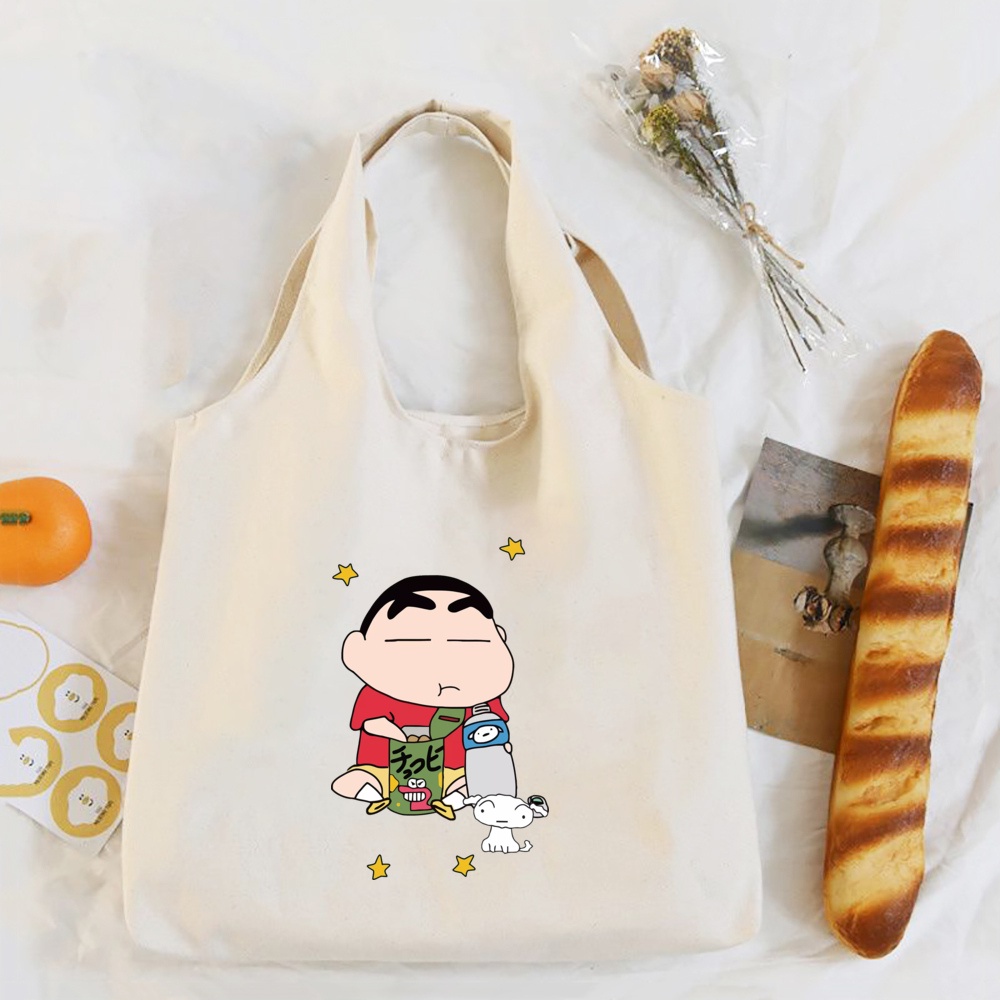 Túi Đeo Vai Túi Mua Sắm Canvas Crayon Shin Chan Họa Tiết Hoạt Hình Túi Xách Thích Hợp Cho Nữ Thời Trang Mùa Hè
