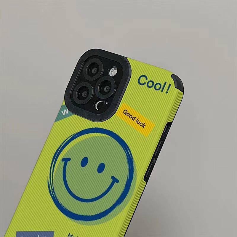 Fluorescent Green Smiley Face 13max Phone Case for Apple 11/12/13 Pro Max/6/7/X/XR Women FYgw