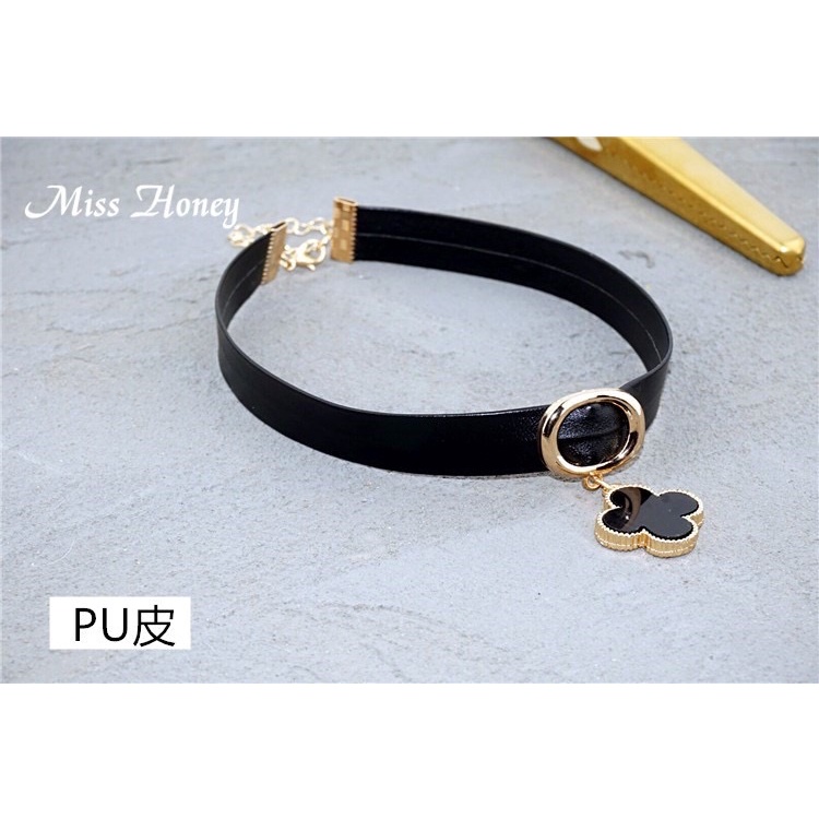 Dây Chuyền Mặt Cỏ Bốn Lá Màu Đen Thời Trang Cho Nữ