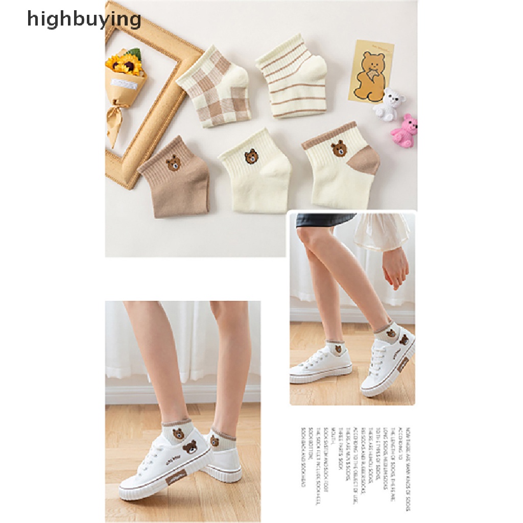 Vớ Thể Thao Cổ Thuyền Mỏng Kẻ Sọc In Hình Gấu Belle Dễ Thương Phong Cách Nhật Bản Cho Nữ