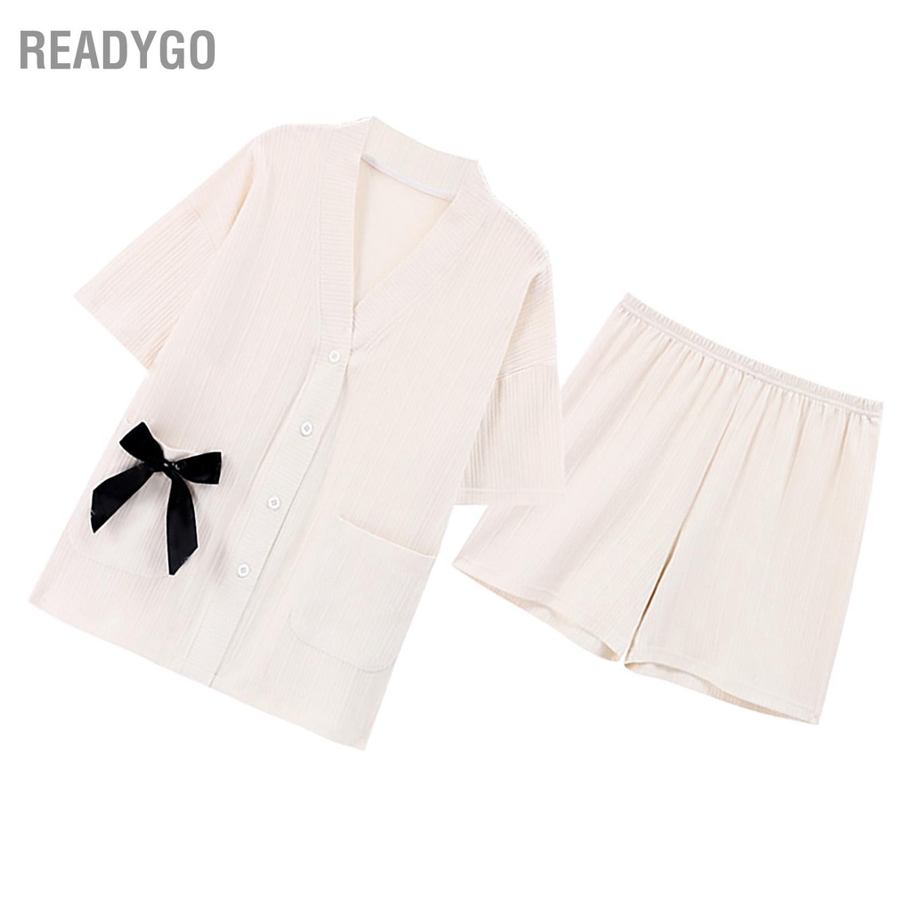 ReadyGo Bộ đồ ngủ nữ họa tiết gấu ngắn trên quần thoáng khí áo | BigBuy360 - bigbuy360.vn