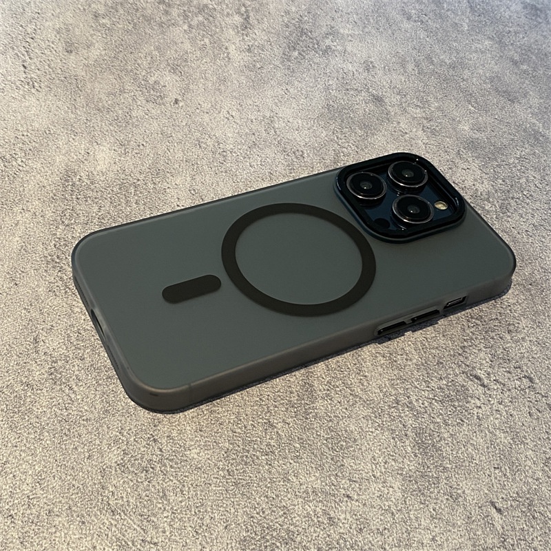 Ốp Điện Thoại Cứng Siêu Mỏng Đính Nút Kim Loại Hít Nam Châm Chống Rơi Cho iPhone 14 Pro Max 13 12 Pro Plus