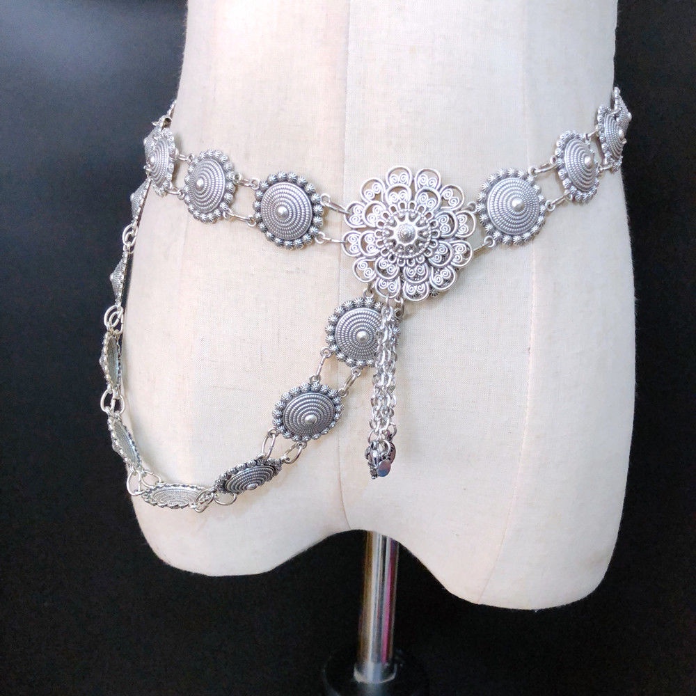 Thắt Lưng Chuỗi Xích Tsuba Màu Vàng Phong Cách Bohemian Dùng Để Biểu Diễn Sân Khấu