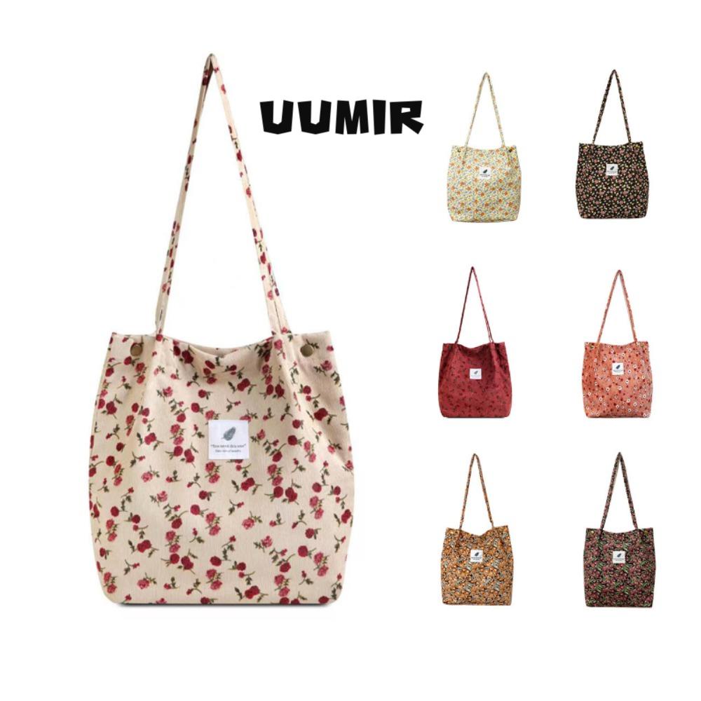 UUMIR Túi Xách Du Lịch Bằng Vải Nhung Kẻ In Hình Thời Trang