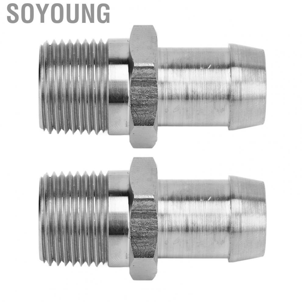 Soyoung 1/2in NPT To 5/8in Barb Connector  Deeper Threads Leakage Proof Heater Intake Manifold Adapter 2 Pcs Tight Connection Slip for Car