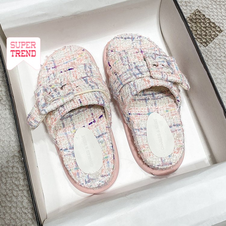 Dép Mũi Tròn Đế Dày Màu Trơn Thoải Mái Thời Trang Mùa Hè Phong Cách Hàn Quốc