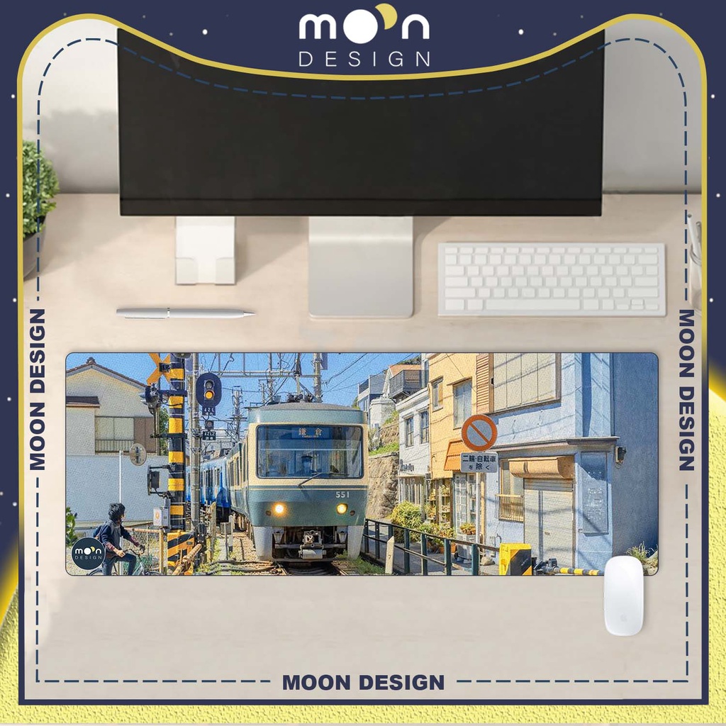 Lót Chuột Gaming in hình Khung Cảnh Đoàn Tàu Nhật bàn di chuột cỡ lớn Mouse Pad 30x80/40x90/50x100
