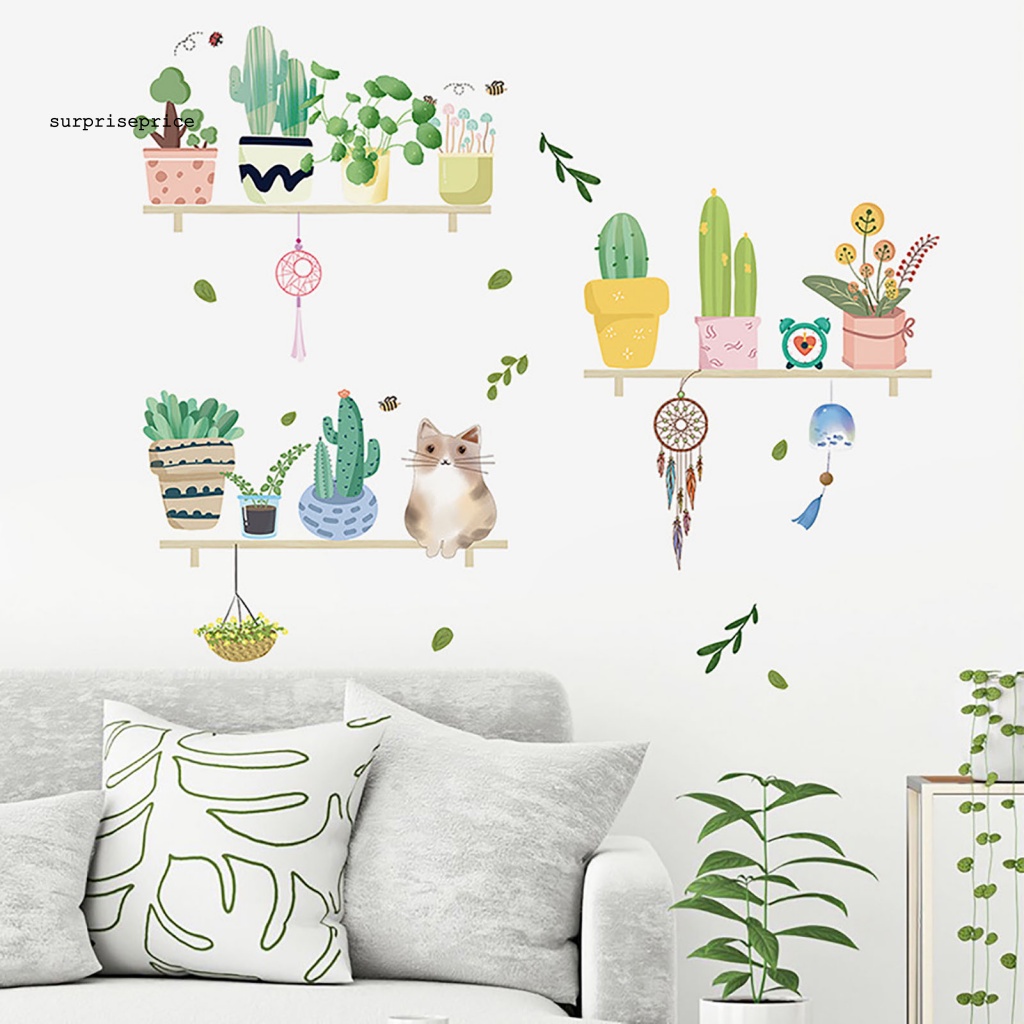 Set 2 Sticker Dán Tường Họa Tiết Mèo Và Cây Dễ Thương Bắt Mắt