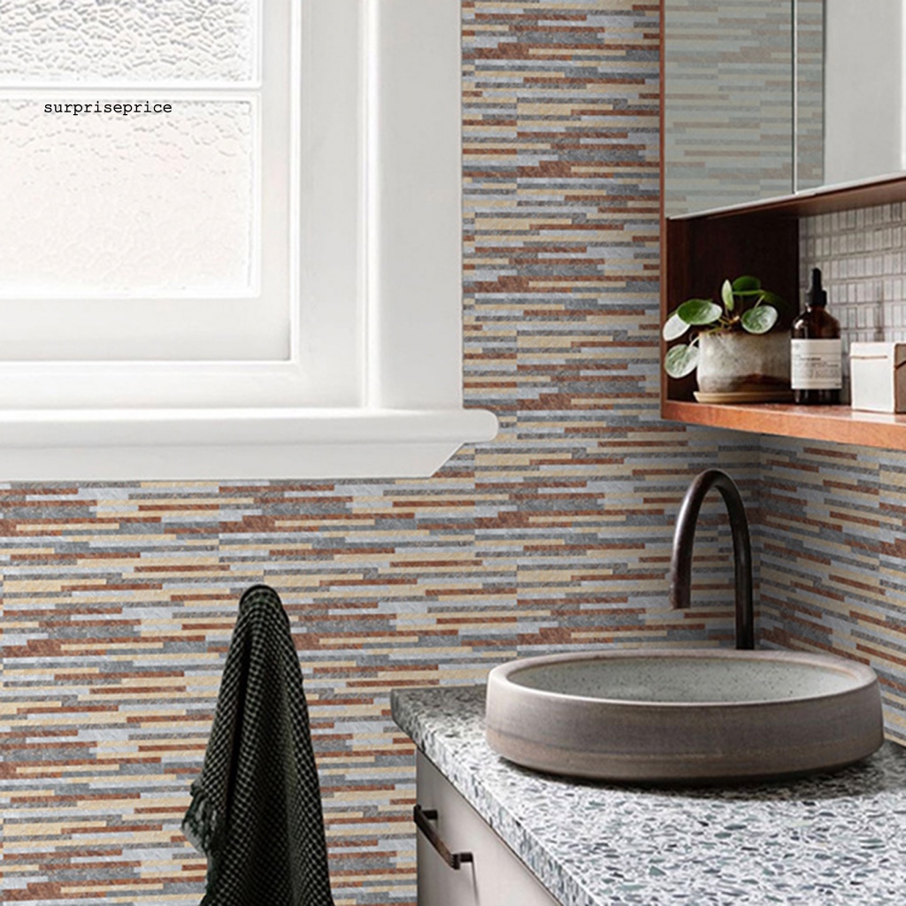 Set 6 Sticker Dán Tường Tự Dính Họa Tiết Kẻ Sọc 3D Nhiều Màu Trang Trí Phòng Ngủ