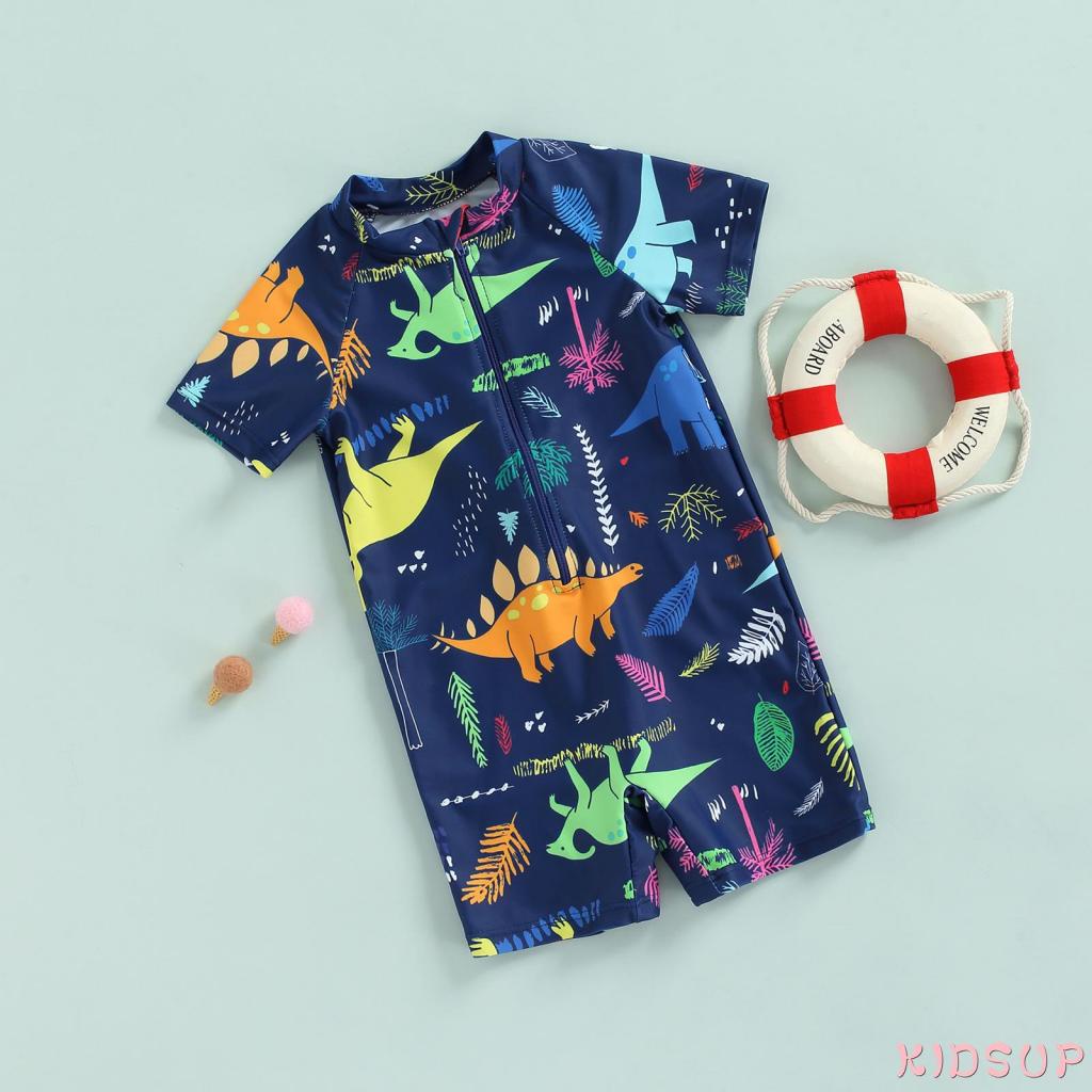 Bộ Đồ Bơi Liền Thân Ngắn Tay Chống Nắng In Hoạt Hình Động Vật Thời Trang Mùa Hè Cho Bé