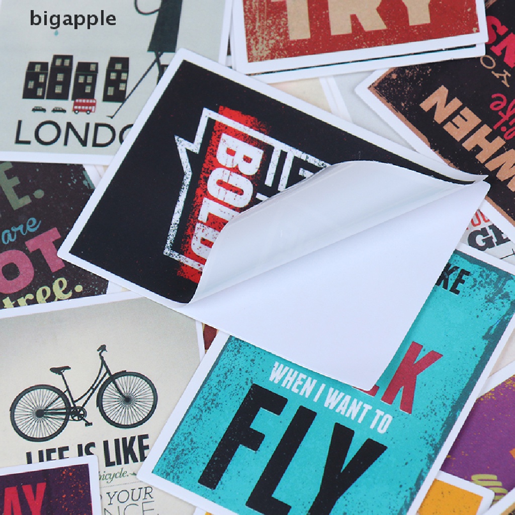 Bigapple Set 25 Đề Can Dán Trang Trí Nhật Ký / Ván Trượt / Laptop / Hành Lý Hình Câu Trích Dẫ