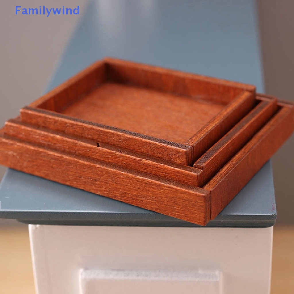 Set 3 Khay Gỗ Đựng Đồ Trang Trí Nhà Búp Bê Tỉ Lệ 1: 12