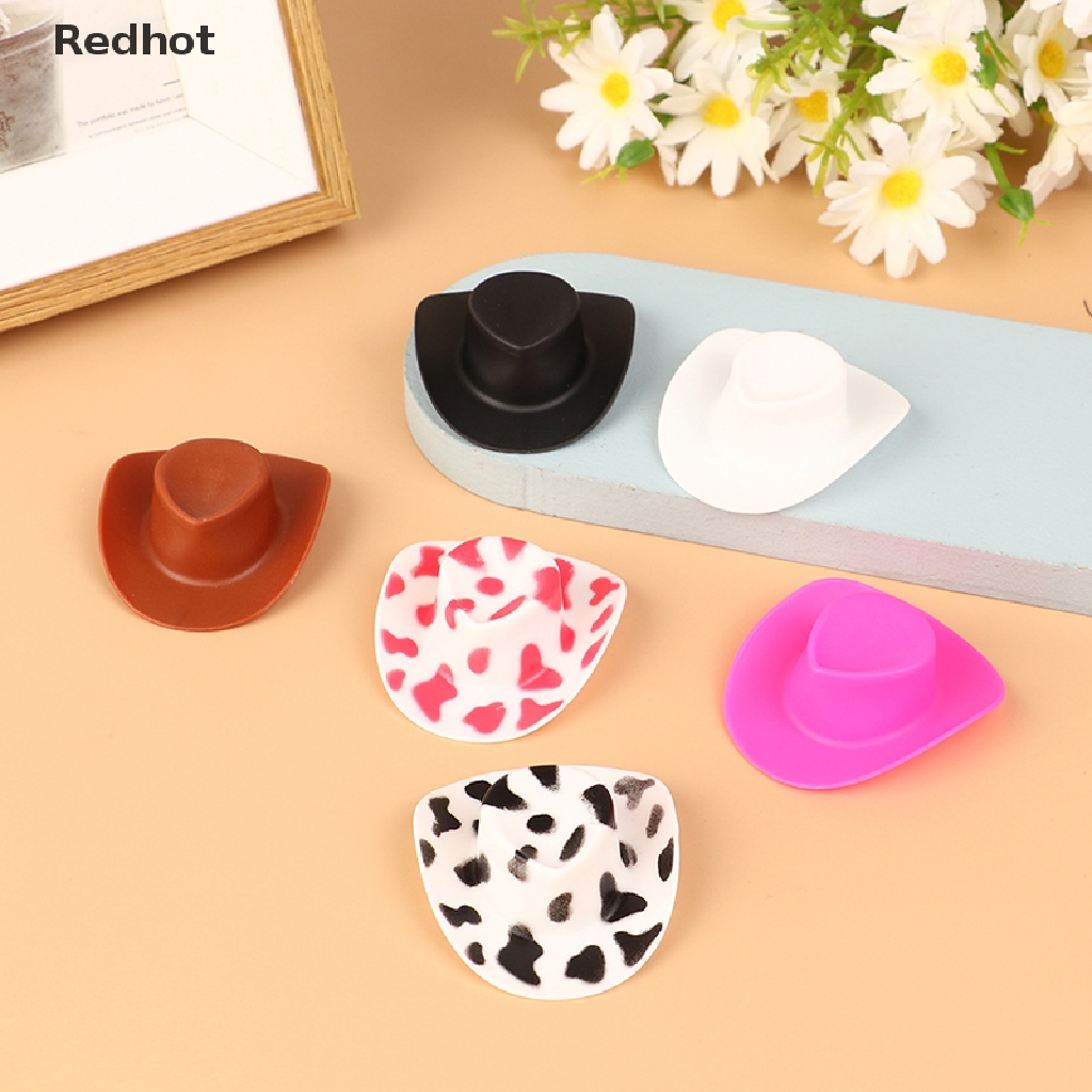 &lt; Redhot &gt; Set 10 Nón Cao Bồi Tây Bằng Nhựa Dành Cho Búp Bê