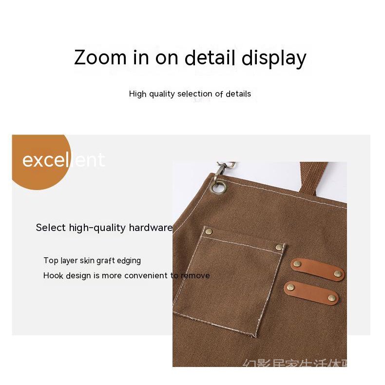 Thick canvas wear-resistant waisted apron oil-proof household kitchen men's printed catering milk tea coffee shop work clothes women YEM3