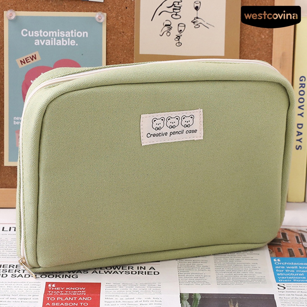 [COD]♪Túi Đựng Bút Chống Bụi Sức Chứa Lớn 90 Độ Có Khóa Kéo Tiện Dụng