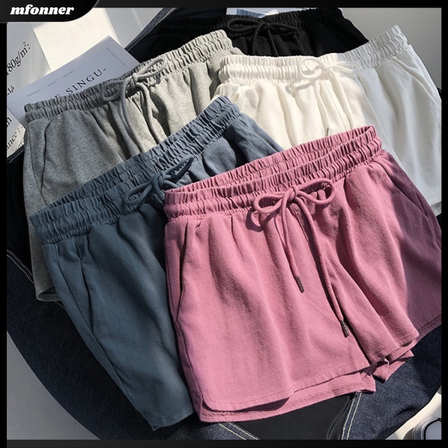 Quần Short Thể Thao Lưng Cao Dáng Rộng Co Giãn Tốt Thời Trang Mùa Hè Cho Nữ