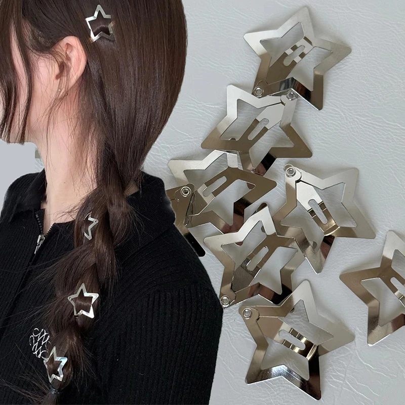 Kẹp Tóc BB / Y2K Hình Ngôi Sao / Thánh Giá Màu Sắc Ngọt Ngào Bằng Kim Loại