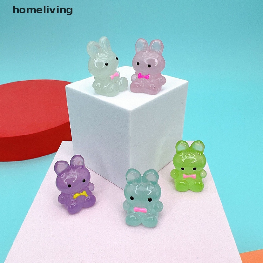 Set 5 Mô Hình Thỏ Dạ Quang Dễ Thương Trang Trí Nhà Cửa / Xe Hơi
