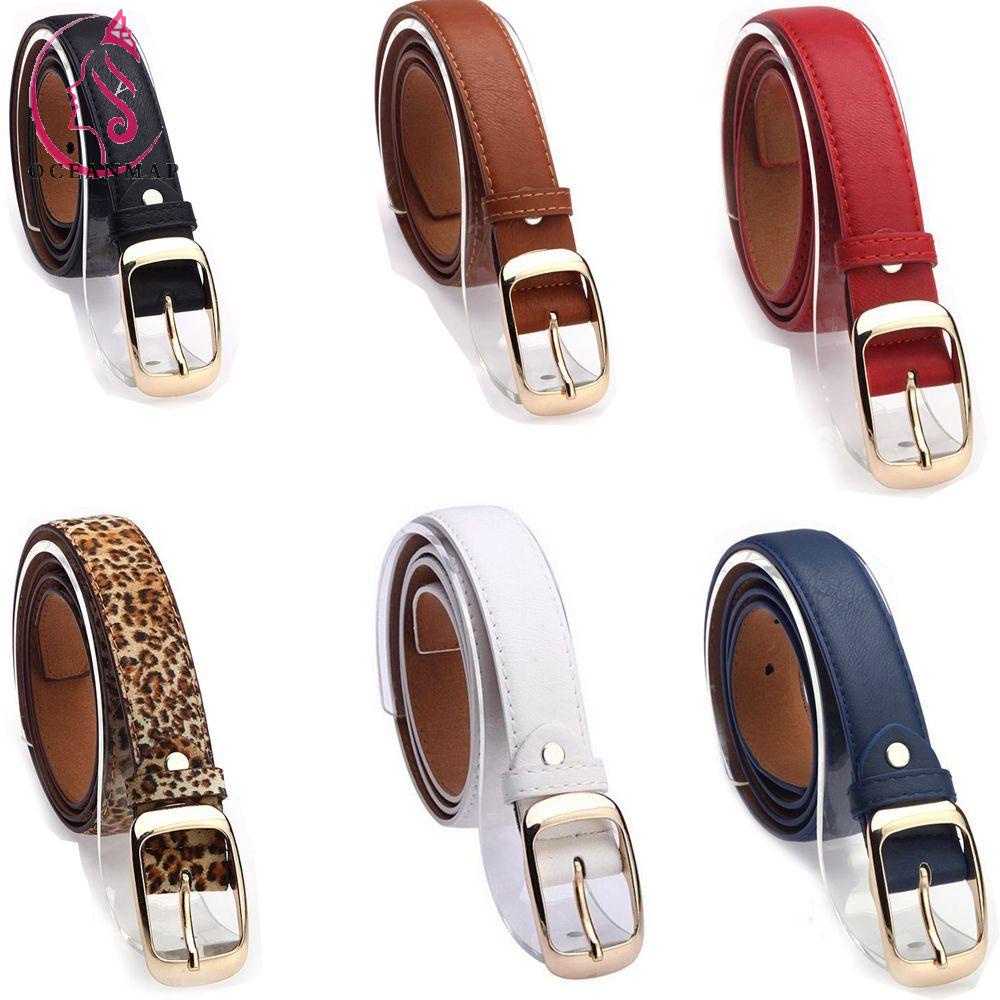 Dây Thắt Lưng Da Giả Khóa Kim Loại Thời Trang Cho Nữ
