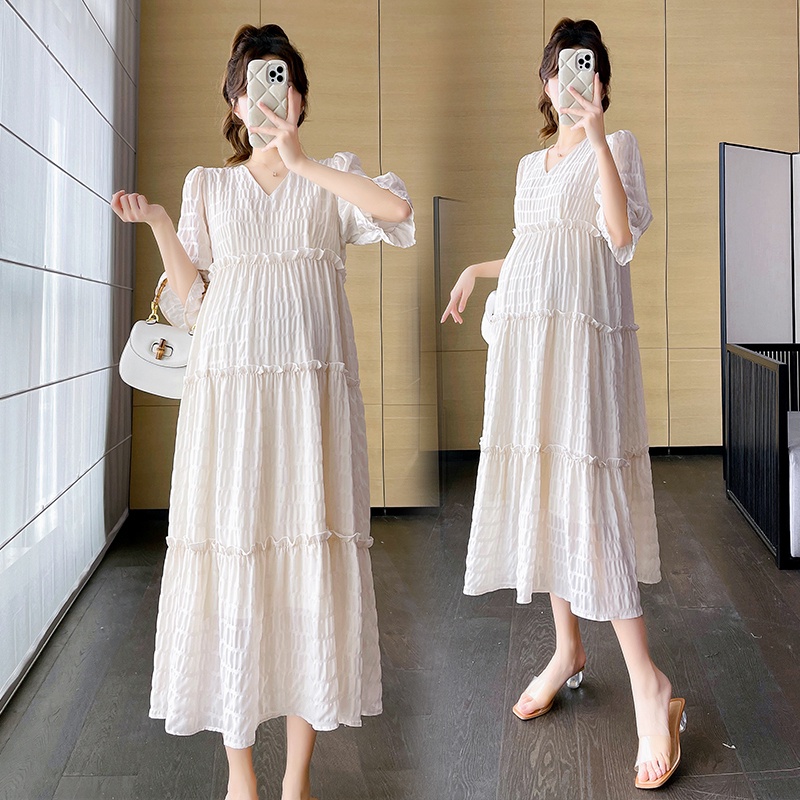 Đầm Maxi Mùa Hè Nhún Bèo Thanh Lịch Chất Lượng Cao Kẻ Sọc Caro Ngọt Ngào Có Kích Thước M-2XL Cho Bà Bầu