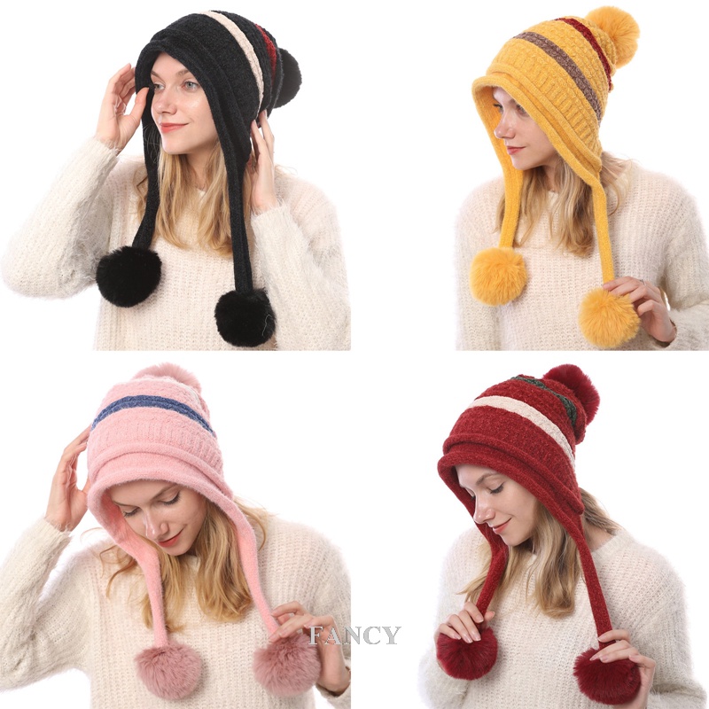 Mũ Len Trùm Tai Phong Cách Hàn Quốc Thời Trang Cho Nữ