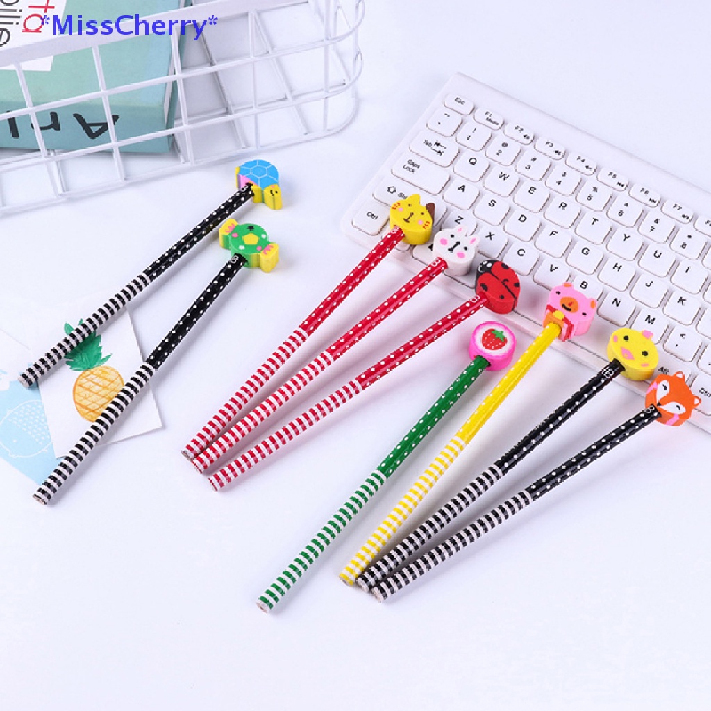 Set 10 Bút Chì 2 Trong 1 in Hình Động Vật Hoạt Hình Đáng Yêu Dành Cho Trẻ Em Mới