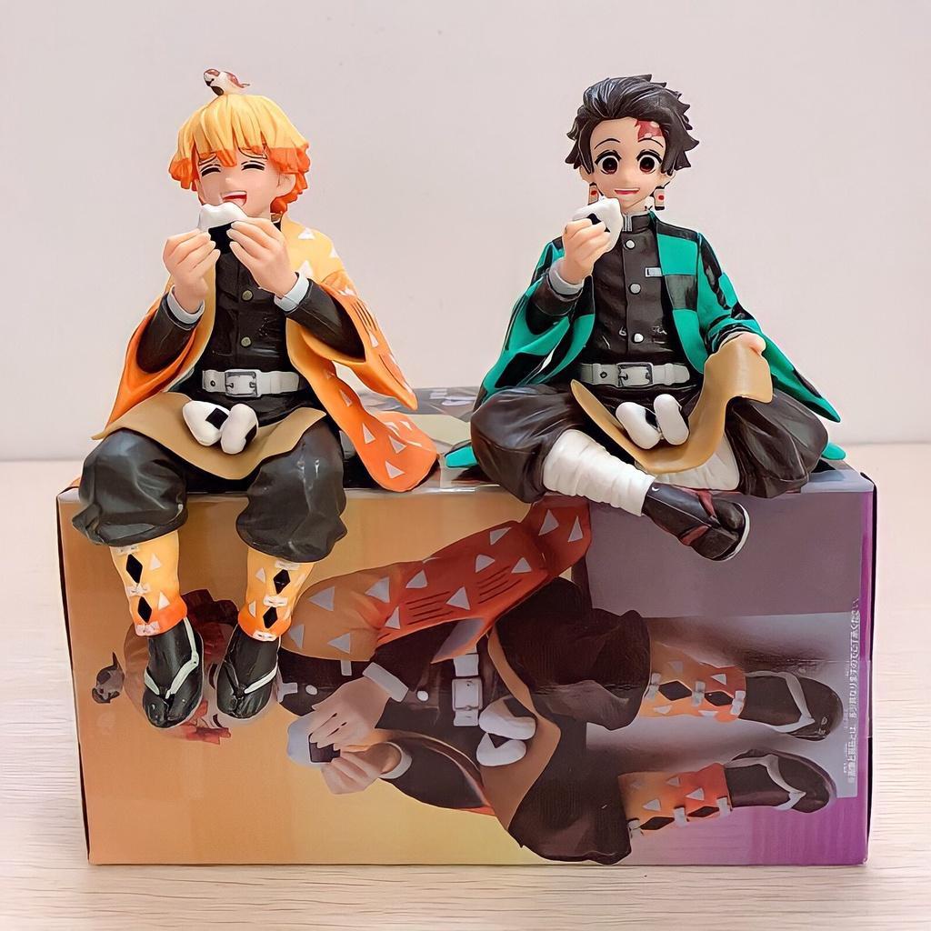 Mô hình Kimetsu No Yaiba dáng ngồi ăn, figure demon slayer decor trang trí PC làm quà, anime thanh gươm diệt quỷ NO BOX