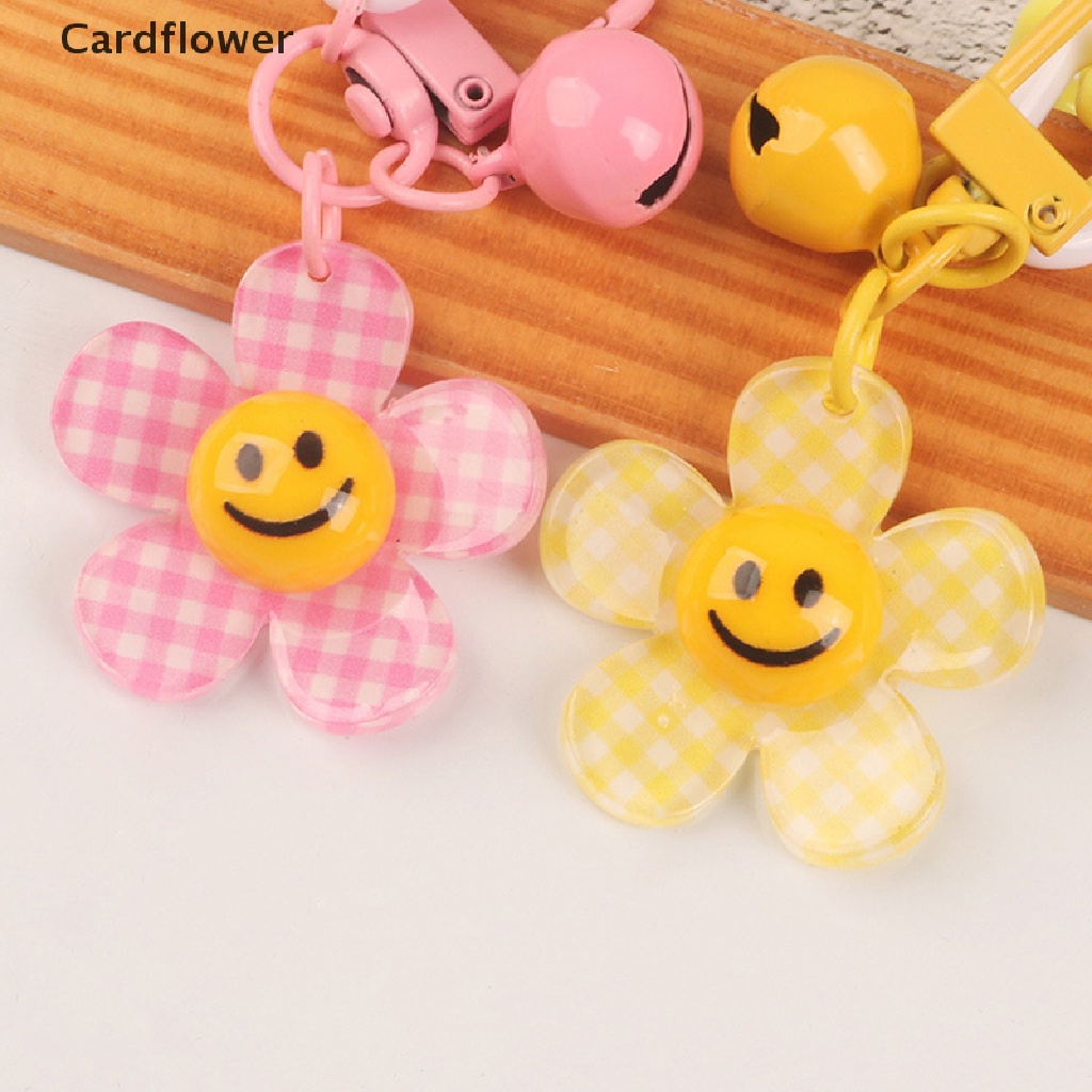 < Cardflower > Móc Chìa Khóa Hình Hoa Hướng Dương Mặt Cười Mặt Cười Dễ Thương Có Chuông Phụ Kiện Đồ Chơi Quà Tặng Trang Trí