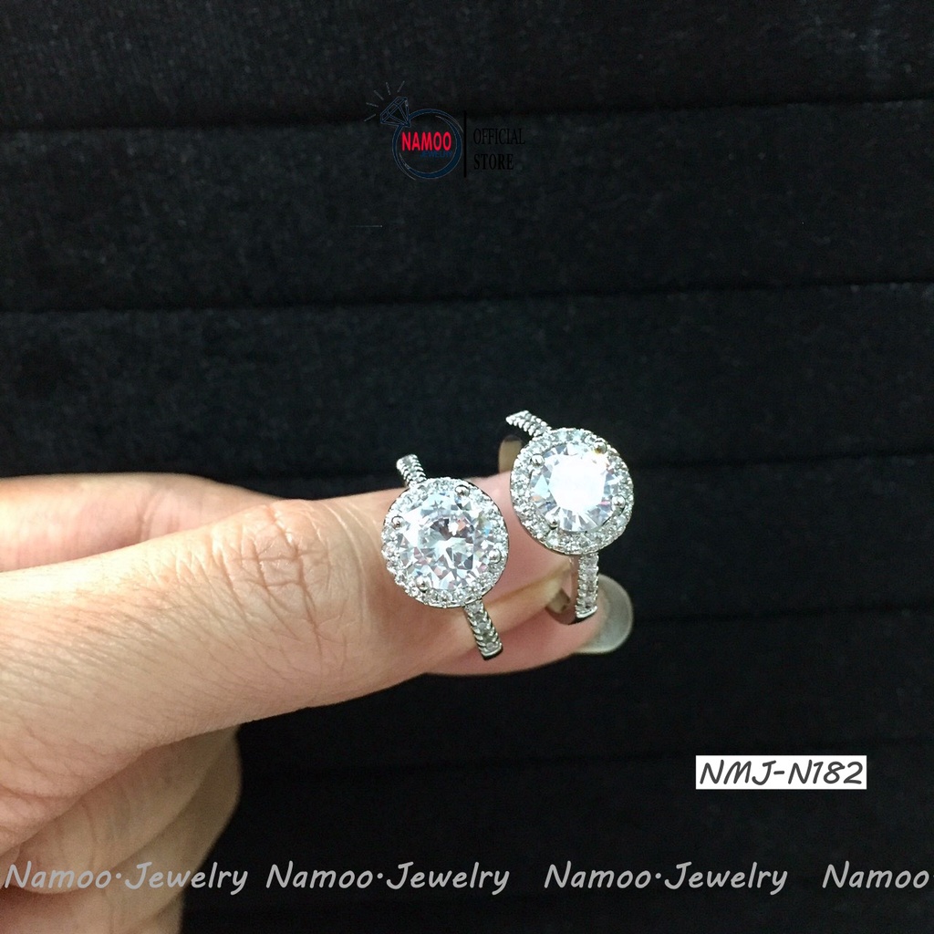 Nhẫn Đá Tròn NMJ N182 Tự Chỉnh Độ Rộng CHo Nàng