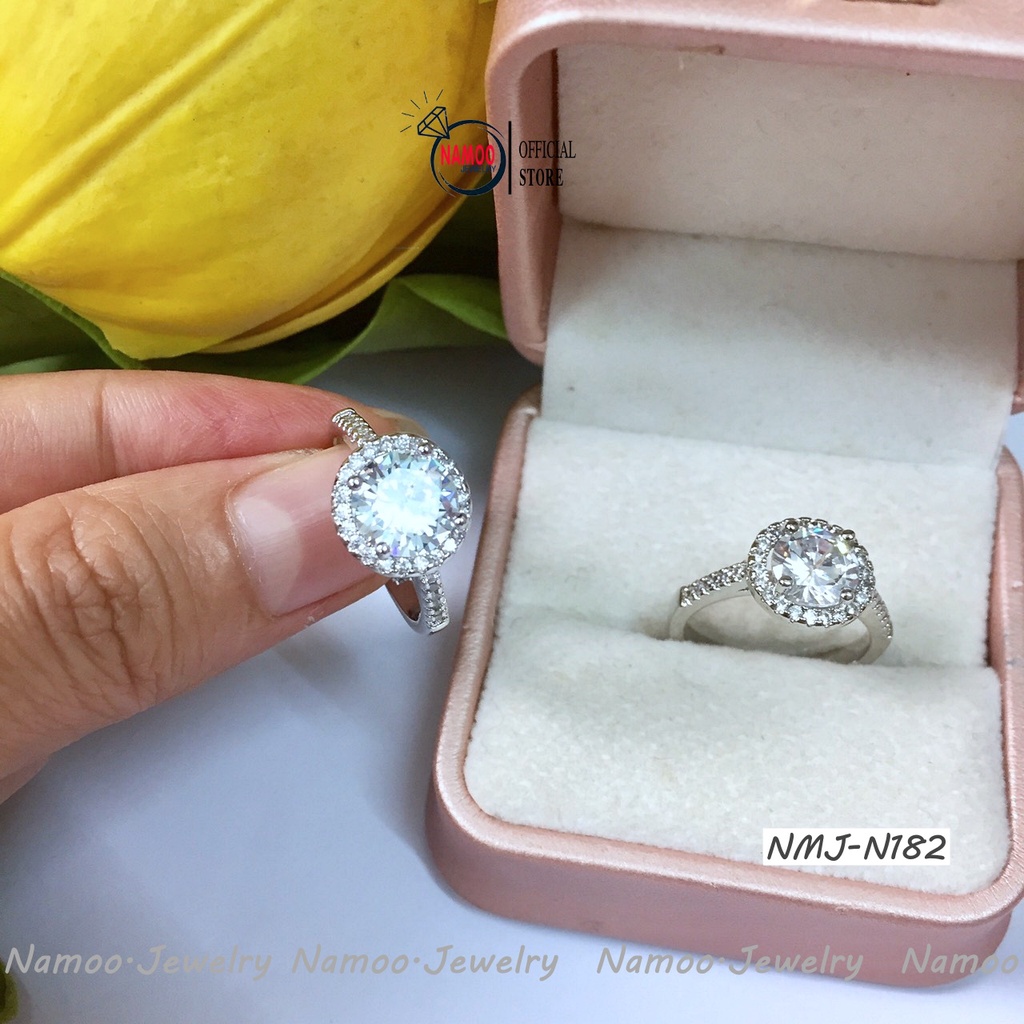 Nhẫn Đá Tròn NMJ N182 Tự Chỉnh Độ Rộng CHo Nàng