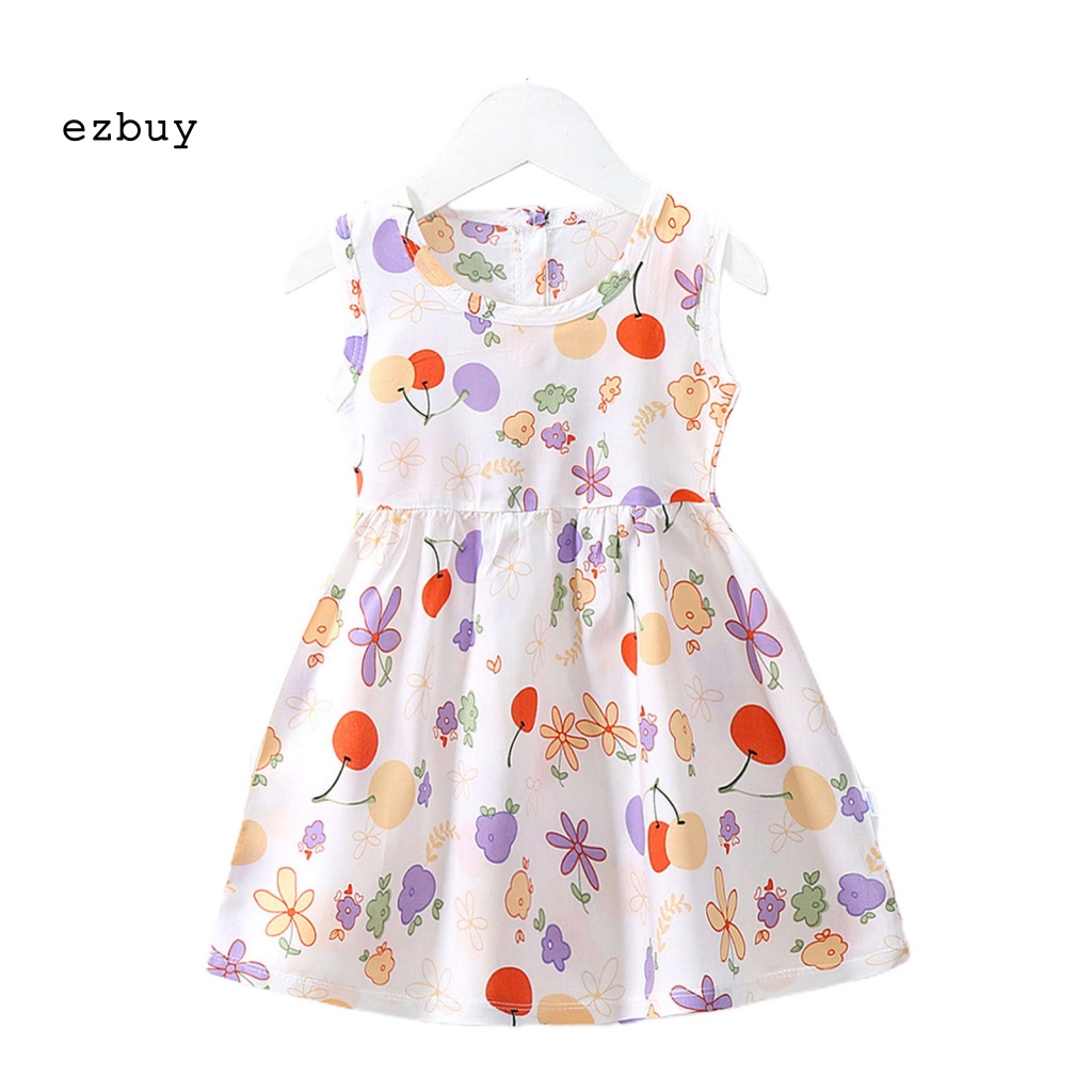 Đầm Công Chúa Sát Nách Màu Sáng In Họa Tiết Hoạt Hình Dễ Thương Thời Trang Mùa Hè Cho Bé Gái