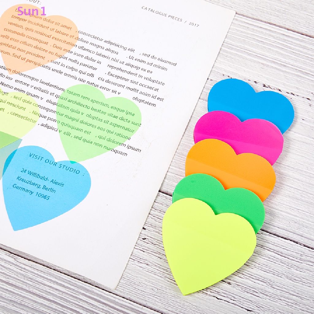 Sun1 > Giấy Ghi Chú Chống Thấm Nước Trong Suốt Họa Tiết Trái Tim Nhiều Màu Sắc Dành Cho Học Sinh / Văn Phòng