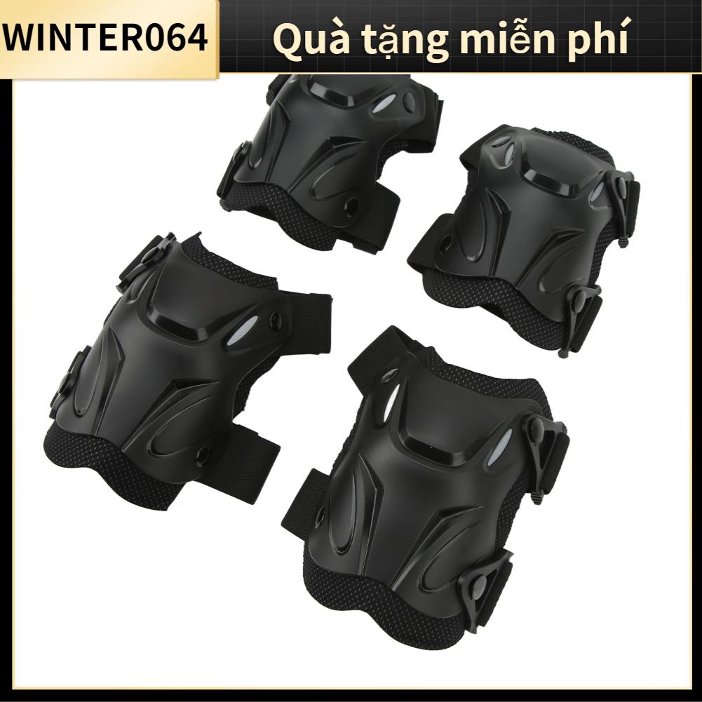 Winter064 Miếng Đệm Đầu Gối Khuỷu Tay Cận Vệ Có Thể Điều Chỉnh Chống Va Đập Tiện Dụng Ngoài Trời Đồ Dùng An Toàn Cho Đi Xe Đạp Đen Free Size