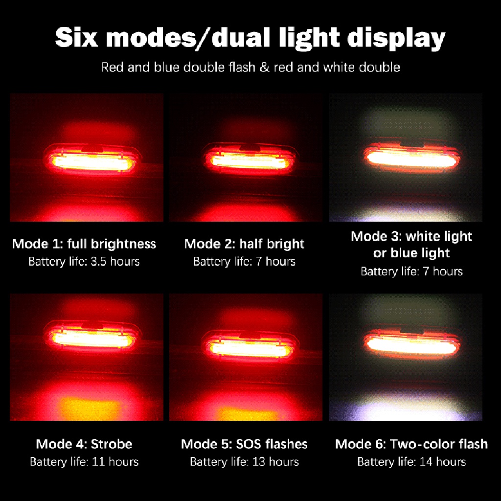 Đèn LED Gắn Đuôi Xe Đạp Chống Nước Có Thể Sạc Lại Bằng Cổng USB