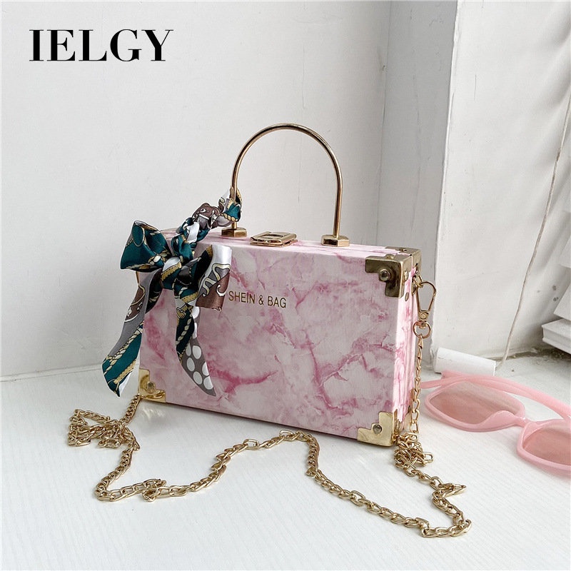 Túi Xách Đeo Vai Hình Vuông Cỡ Nhỏ Bằng Lụa Phối Khăn Quàng Cổ Phong Cách Âu Mỹ Cổ Điển Thời Trang Cho