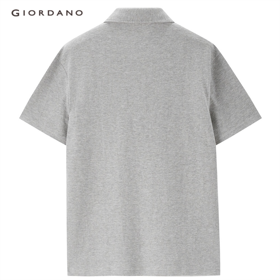 Áo thun polo GIORDANO 13013306 dệt tổ ong tay ngắn có túi đơn dành cho nam