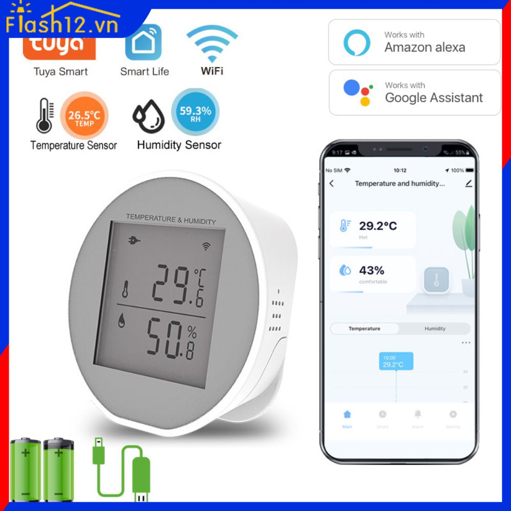 Tuya Độ Nhạy Cao Cảm Biến Nhiệt Độ Và Độ Ẩm Wifi Thông Minh Nhiệt Kế Ẩm Kế Trong Nhà Có Màn Hình Lcd Hỗ Trợ Đèn Chạy Bằng Usb