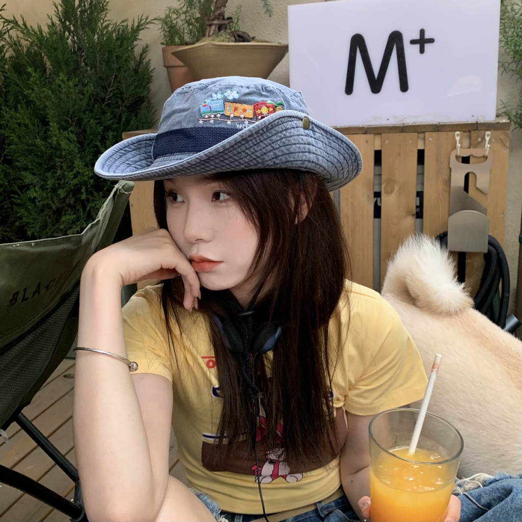 Mũ Bucket Thêu Họa Tiết Phong Cách Dân Tộc Hợp Thời Trang