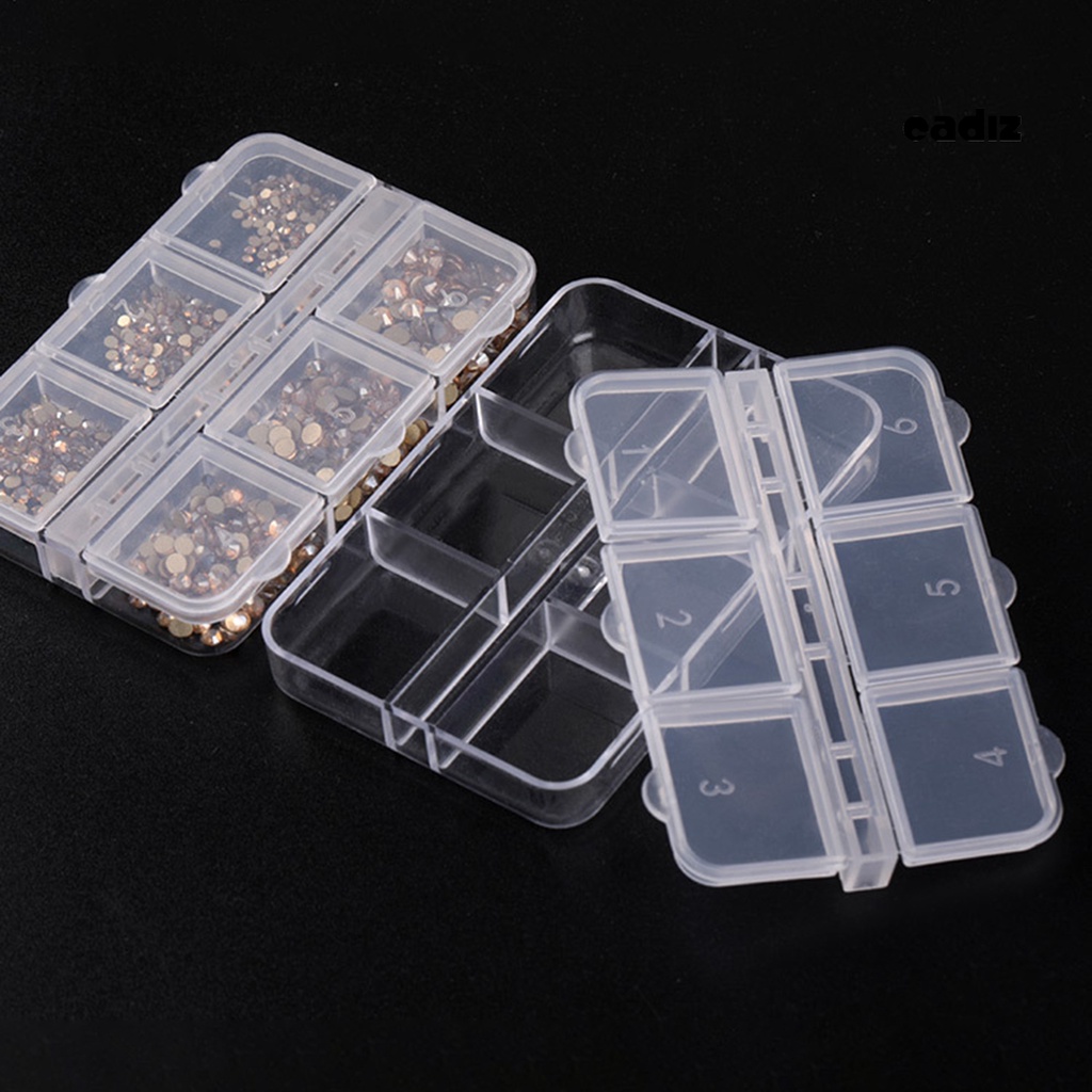 Bộ 5 Hộp Nhựa Trong Suốt 6 Ngăn Đựng Trang Sức Sức Chứa Lớn Tiết Kiệm Không Gian