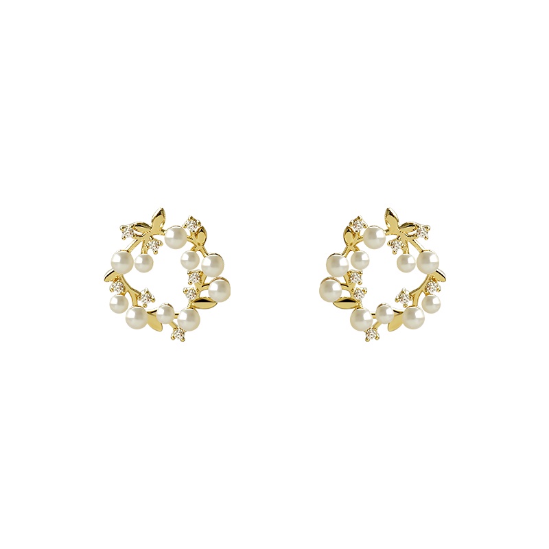 Bông Tai Mạ Bạc 925 Đính Ngọc Trai Đơn Giản Phong Cách Hàn Quốc Mới