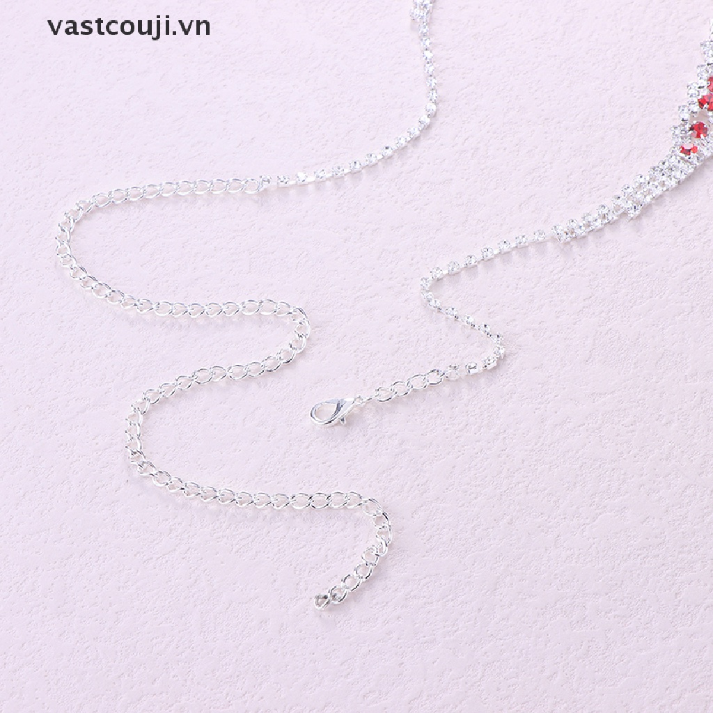 Bộ Vòng cổ + Bông Tai Đính Đá Pha Lê Xanh Hình Chữ V Sang Trọng Cho Nữ