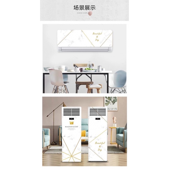 Miếng Dán Trang Trí Máy Điều Hòa Họa Tiết Vân Đá Cẩm Thạch Phong Cách Bắc Âu Độc Đáo