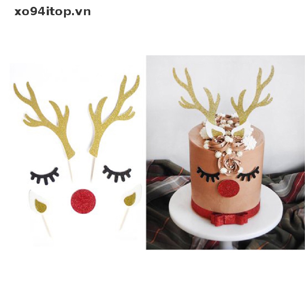 Xoitop 1 Set Que Cắm Trang Trí Bánh Cupcake Tráng Miệng Hình Tai Thỏ Hươu Dùng Trong Tiệc Sinh Nhật