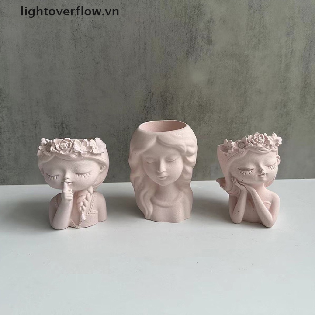 Khuôn Silicon Làm Chậu Hoa / Ống Đựng Bút Hình Đầu Cô Gái Dễ Thương DIY
