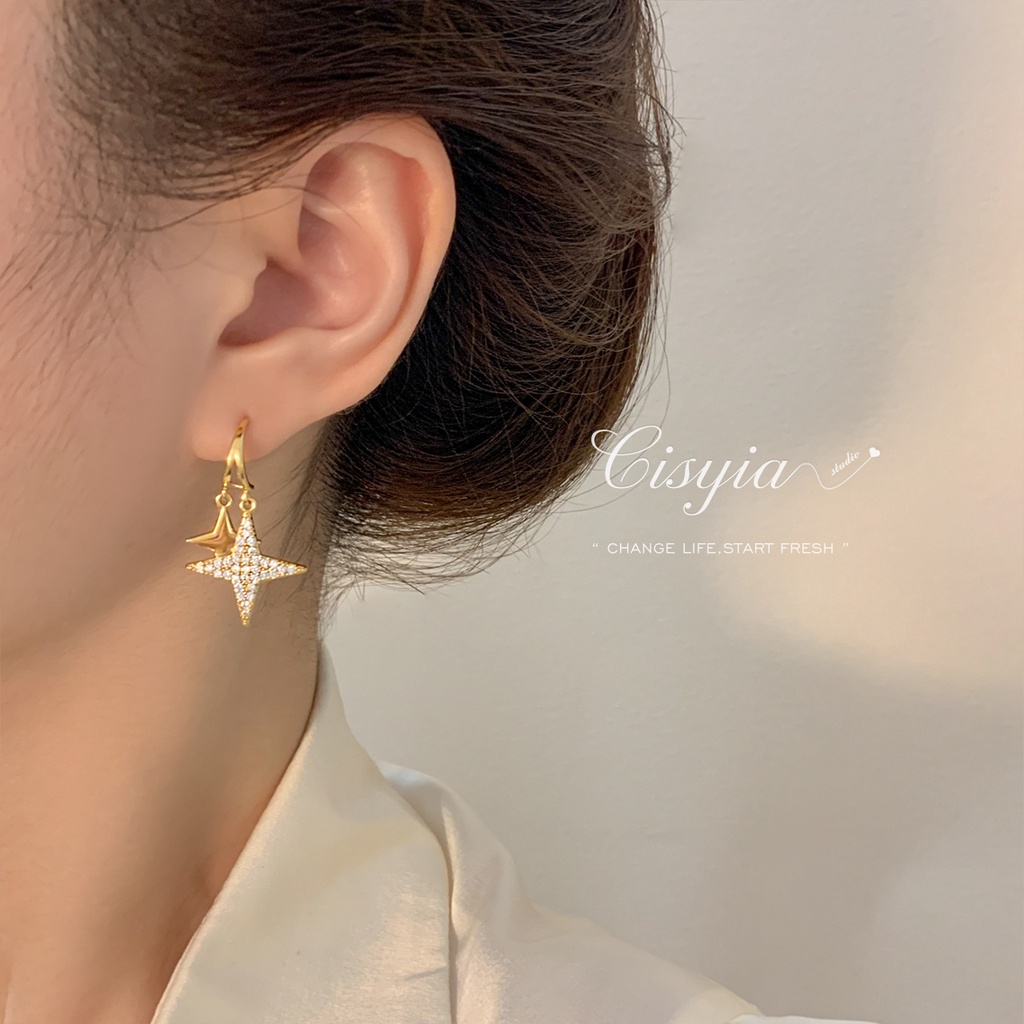 Bông Tai Mạ Bạc Hình Ngôi Sao Cá Tính Cho Nữ