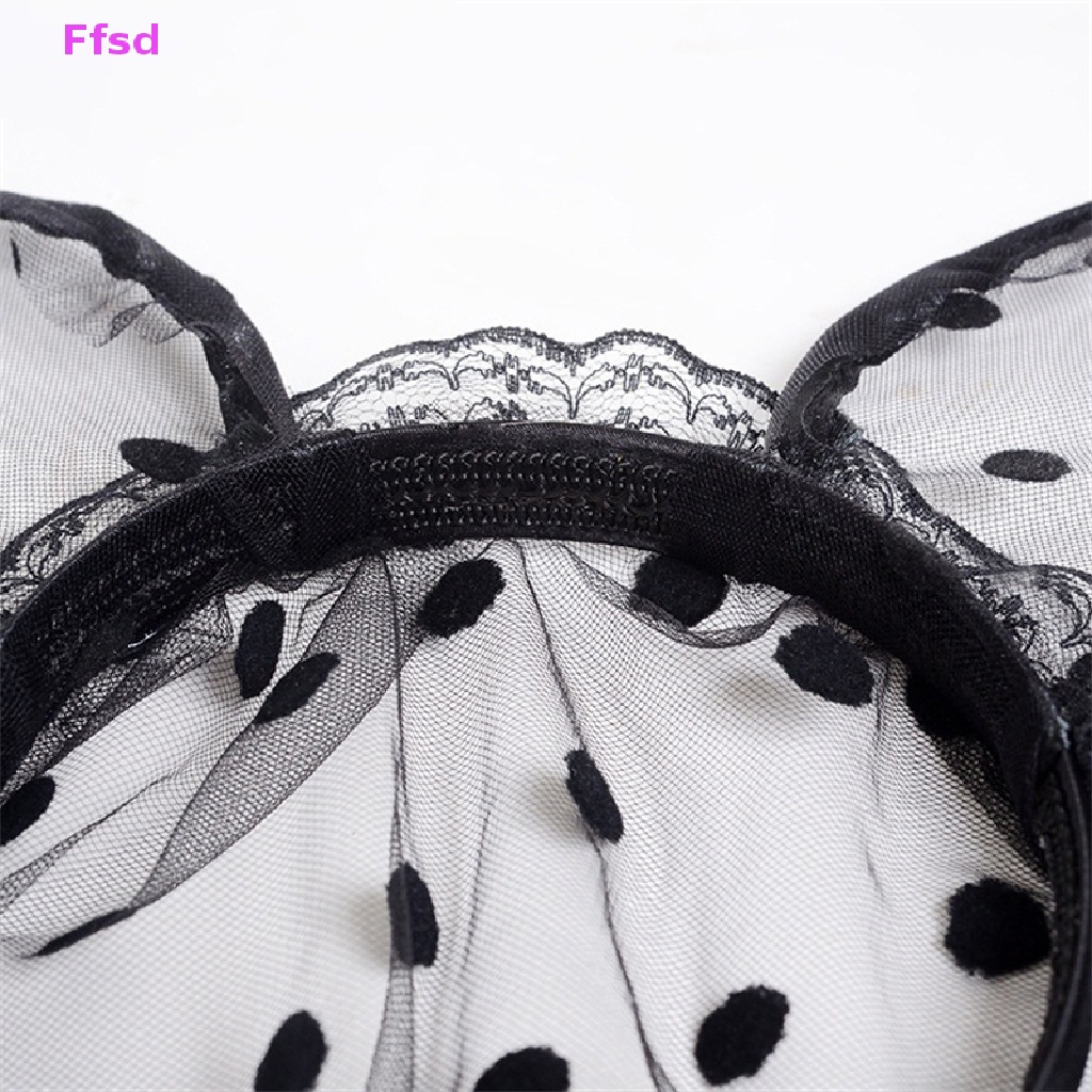 {Ffsd} Băng Đô Tai Mèo Phối Ren Lưới Chấm Bi Đen Gợi Cảm Hóa Trang Tiệc Halloween Cho Nữ * Bán Chạy