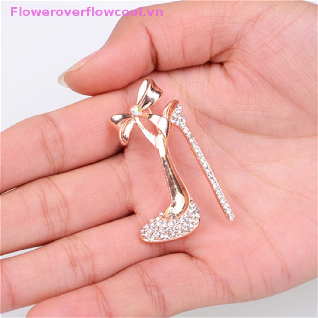 Ghim Cài Áo Hình Giày Cao Gót Đính Đá Pha Lê