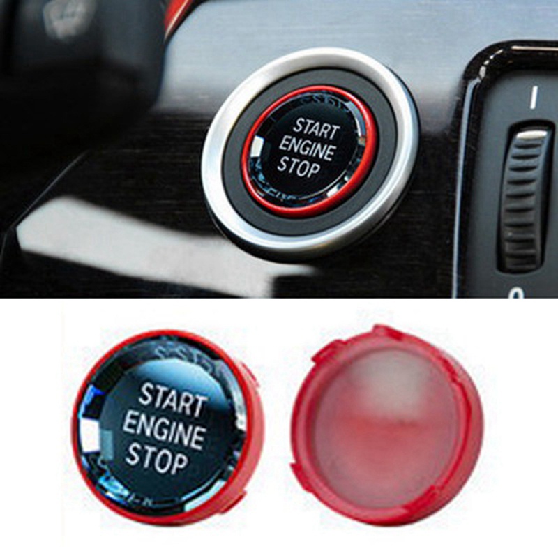 Bộ 2 Miếng Dán Công Tắc Khởi Động Xe Hơi Màu Đỏ / Bạc Đính Pha Lê Sang Trọng Cho BMW- 3 / 5 Series